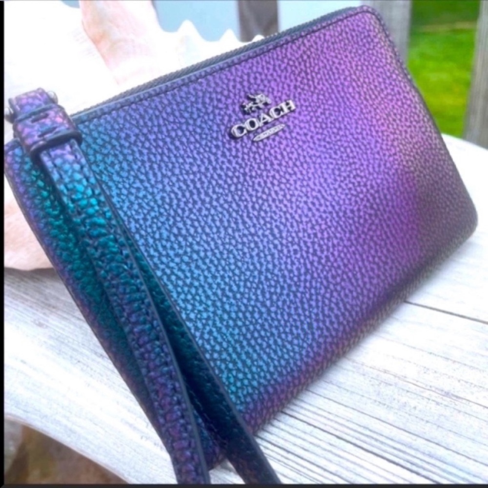 Coach Hologram Purple Iridescent Wristlet